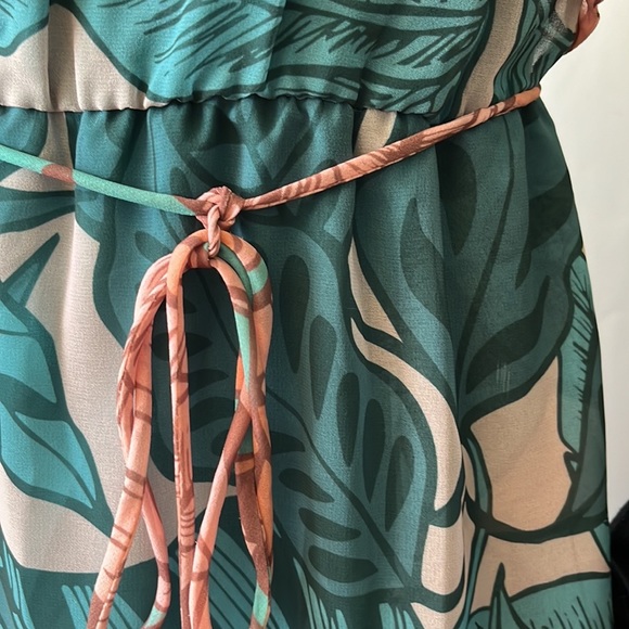 Anthropologie FARM Rio Ruffled Botanical Maxi Dress, Teal/Peach, XS - Picture 14 of 16